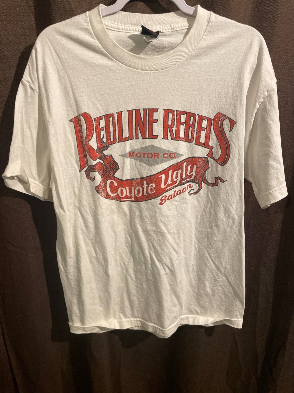 Redline Rebels Coyote Ugly Saloon Men's White T‑Shirt vintage early 2000s